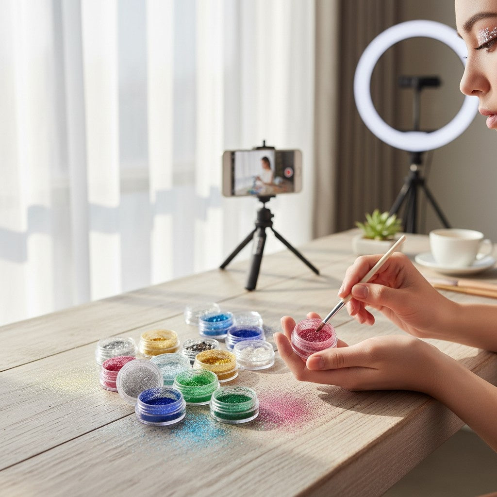 Nagelglitter 80-pack – Glittermix i Burkar – Flera Färger & Stilar för Nail Art och Dekoration
