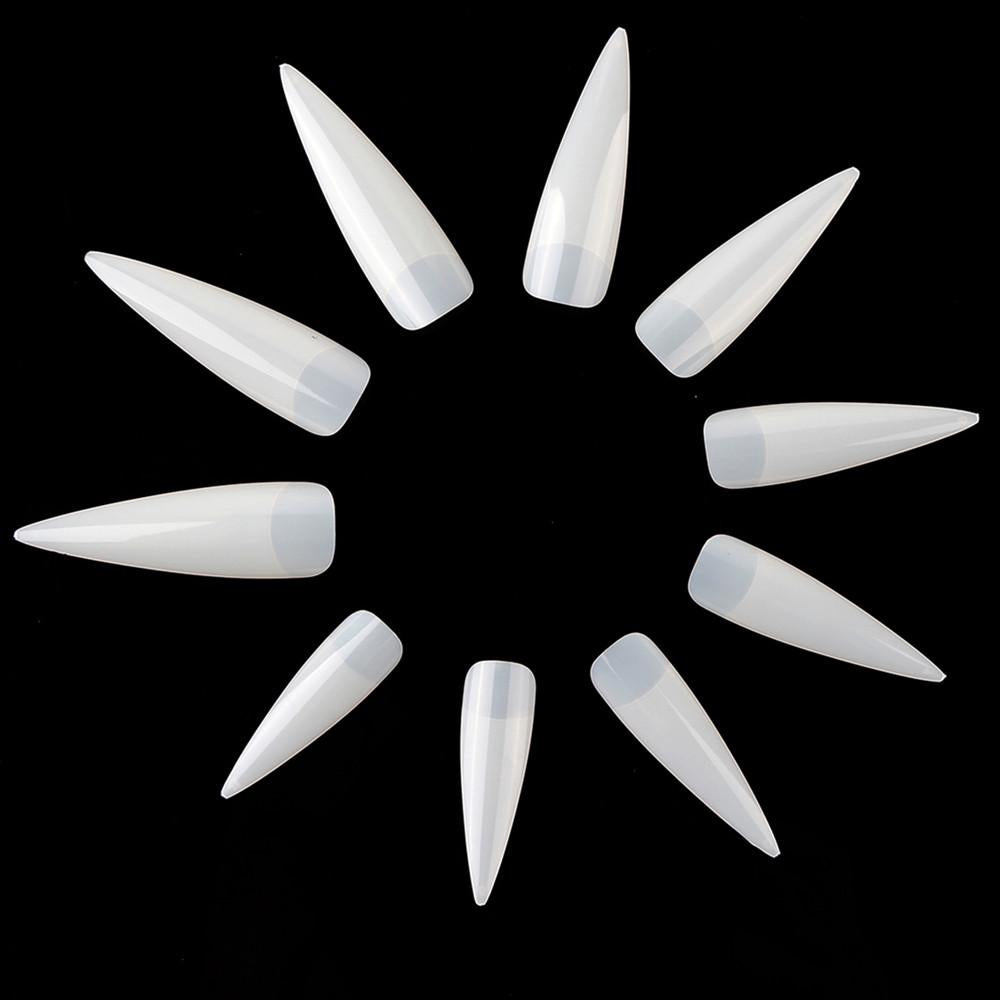 Nageltippar stiletto extra långa genomskinliga storlek 0-9 500 st