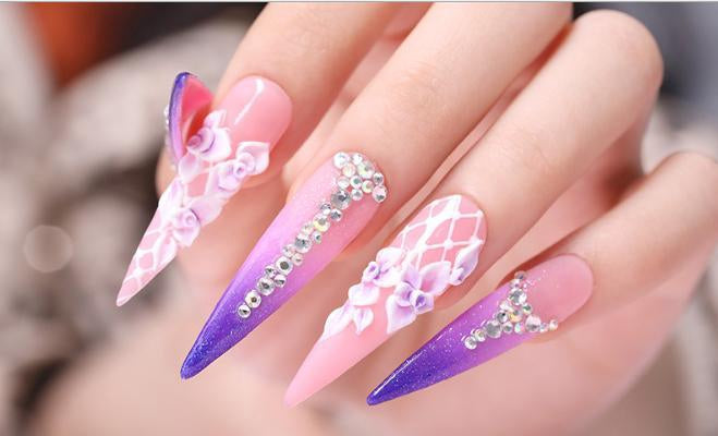 Nageltippar stiletto extra långa genomskinliga storlek 0-9 500 st
