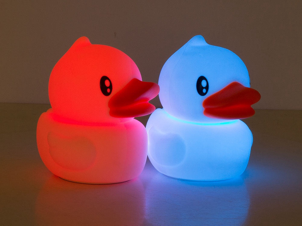 Nattlampa barn anka i silikon RGB touch, uppladdningsbar USB vit