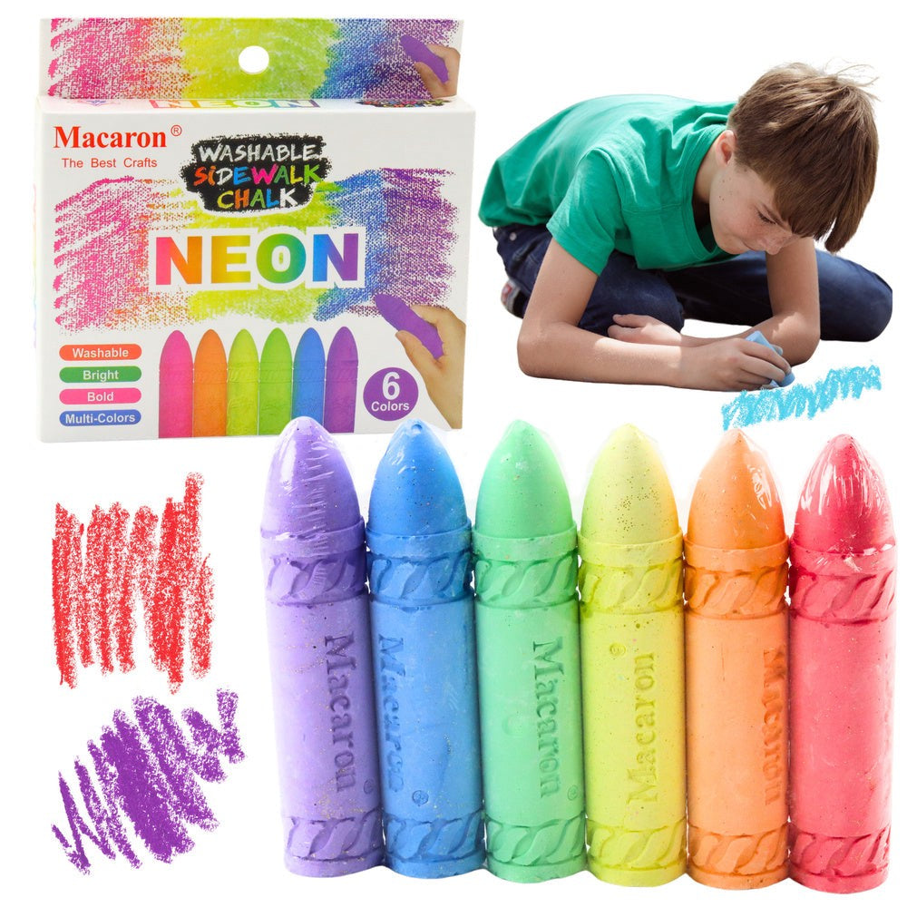Neonkritor set 6-pack för trottoar, tavla och papper