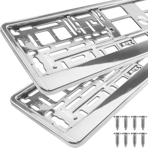 Nummerplåtsram 2-pack universell EU 53x13,5 cm silver kromad ABS