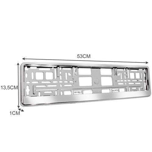 Nummerplåtsram 2-pack universell EU 53x13,5 cm silver kromad ABS