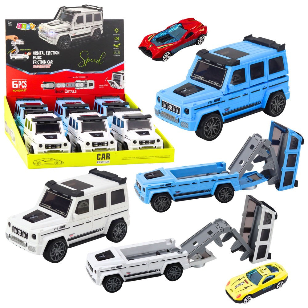 Off-road leksaksbil 20 cm med utfällbar bana & launcher + liten bil