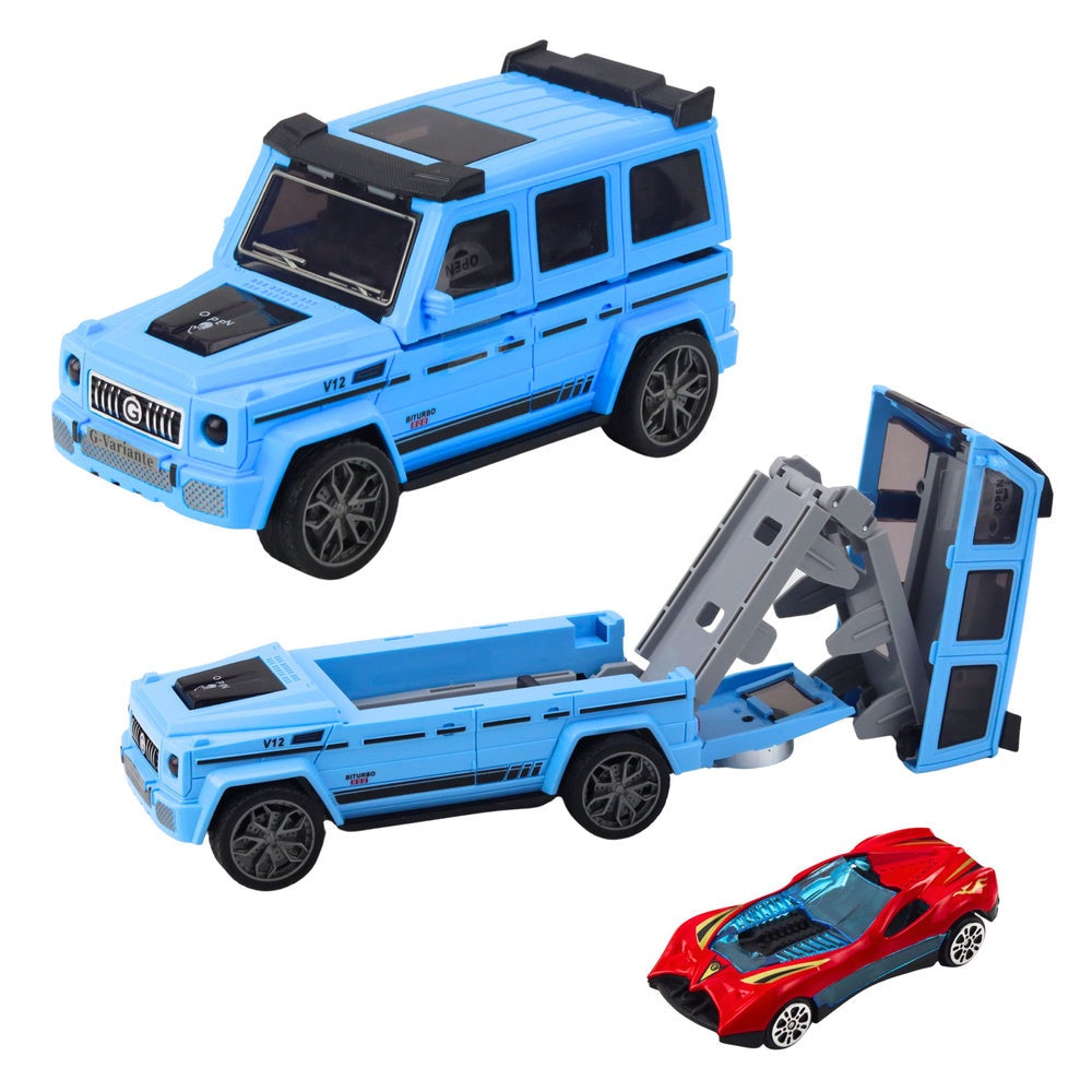 Off-road leksaksbil 20 cm med utfällbar bana & launcher + liten bil