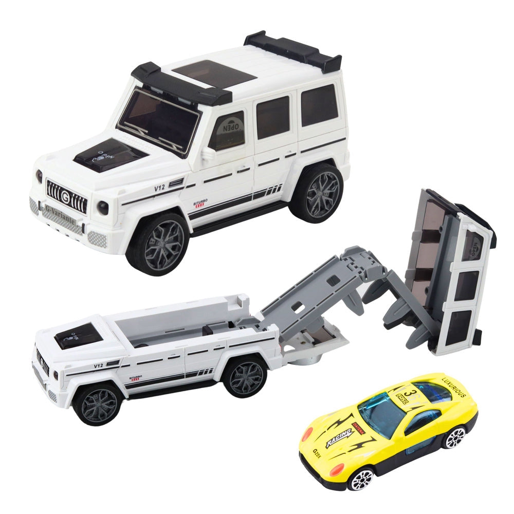 Off-road leksaksbil 20 cm med utfällbar bana & launcher + liten bil