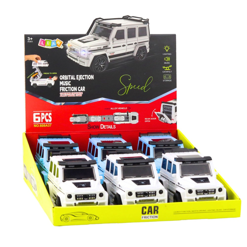 Off-road leksaksbil 20 cm med utfällbar bana & launcher + liten bil
