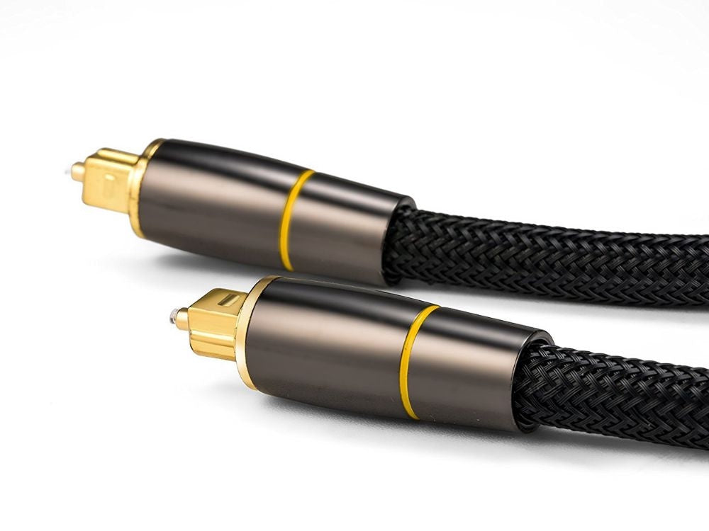 Optisk Toslink ljudkabel 2 m flätad nylon guldpläterade kontakter