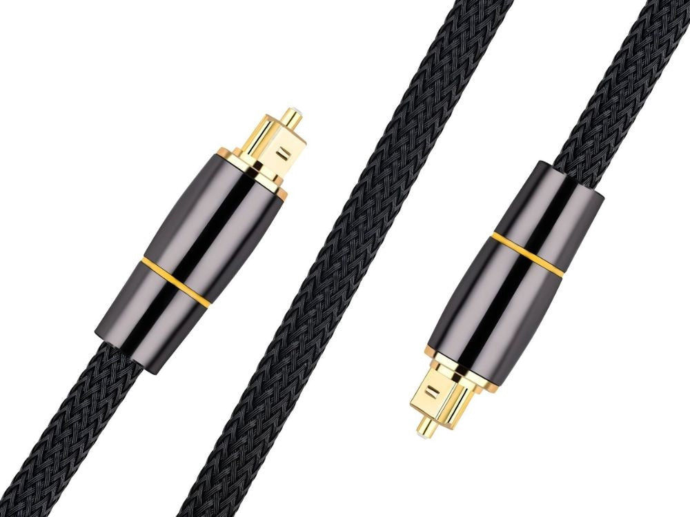 Optisk Toslink ljudkabel 2 m flätad nylon guldpläterade kontakter