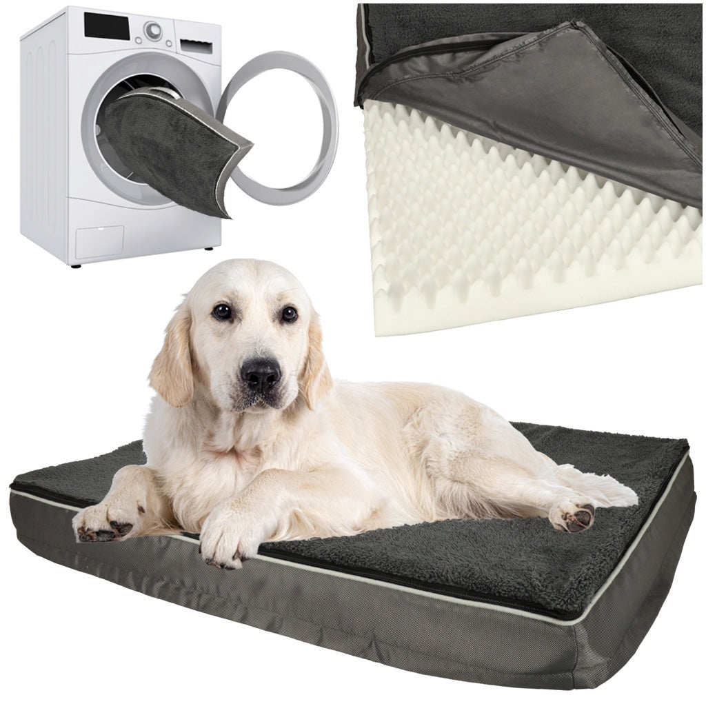 Ortopedisk hund- och kattbädd 90x70x10 cm tvättbart överdrag mörkgrå