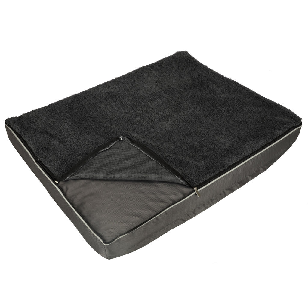 Ortopedisk hund- och kattbädd 90x70x10 cm tvättbart överdrag mörkgrå