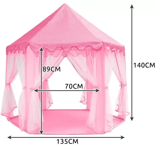 Palastält lektält barn rosa hexagon 6 ingångar för inom- och utomhus