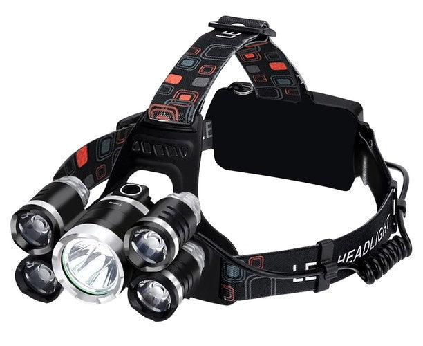 Pannlampa 5x Cree T6 LED 4 lägen 2x 6800mAh batteri med laddare