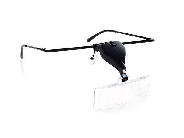 Pannlupp med LED 3 linser 1,5x/2,5x/3,5x svart
