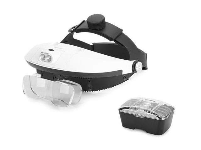 Pannlupp med LED 5 utbytbara linser 1x-3,5x max 6x