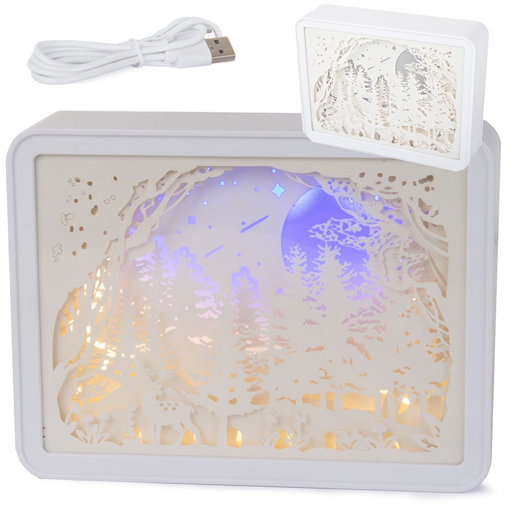 Papperslampa 3D nattlampa USB/AA 15x20x5 cm blandade motiv