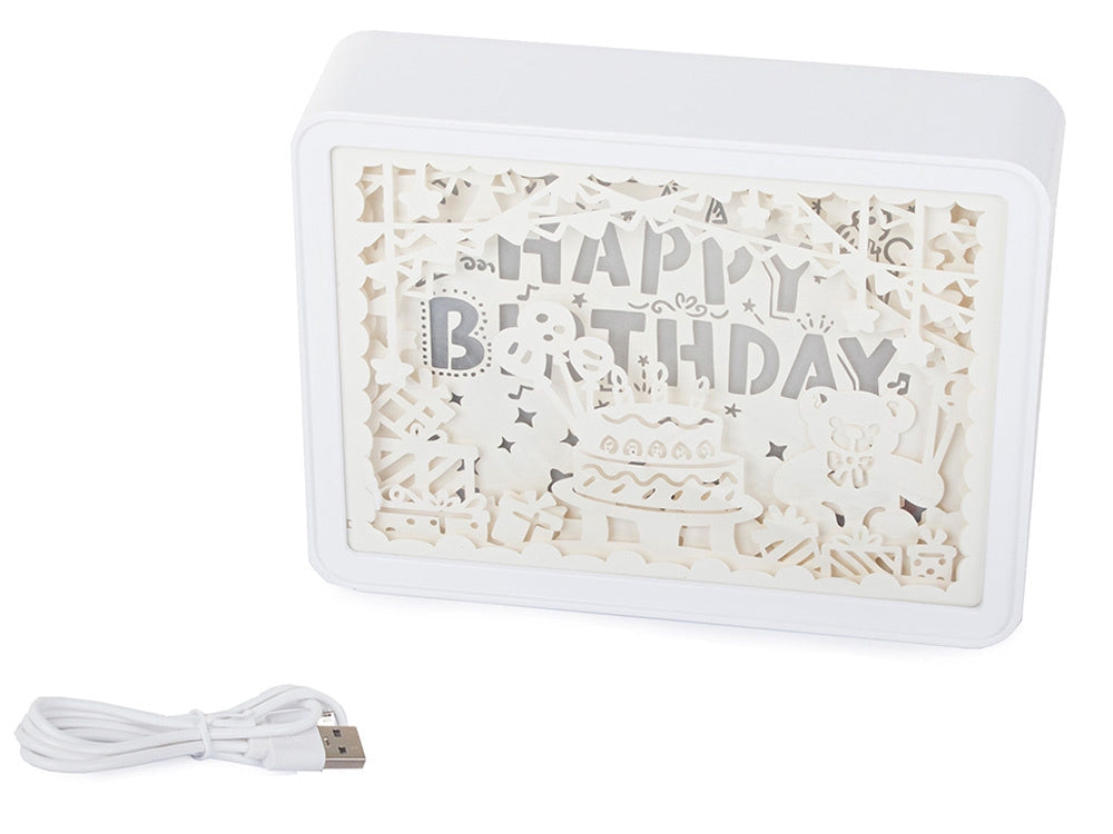 Papperslampa 3D nattlampa USB/AA 15x20x5 cm blandade motiv