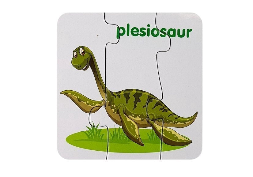 Pedagogiskt dinosauriepussel 10 bitar med engelska ord, från 3 år