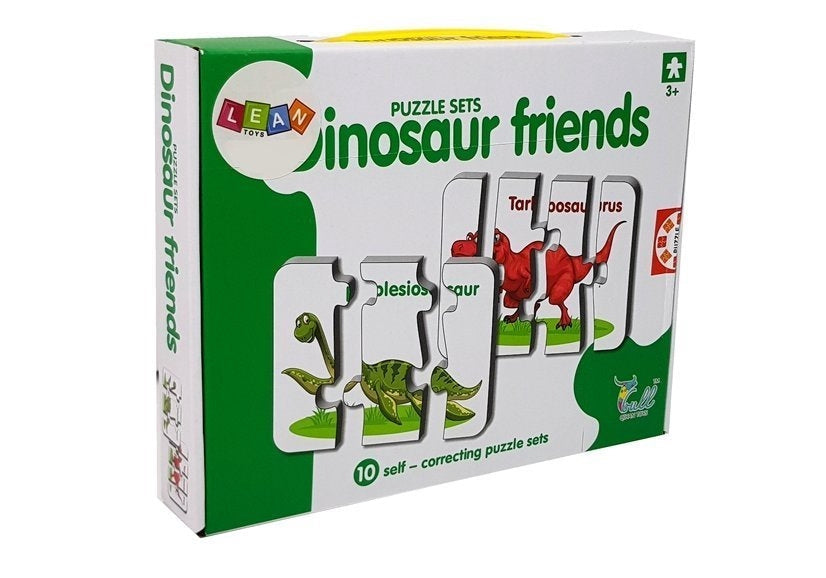 Pedagogiskt dinosauriepussel 10 bitar med engelska ord, från 3 år