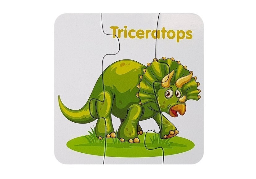 Pedagogiskt dinosauriepussel 10 bitar med engelska ord, från 3 år