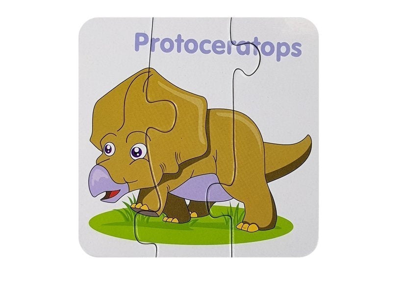 Pedagogiskt dinosauriepussel 10 bitar med engelska ord, från 3 år