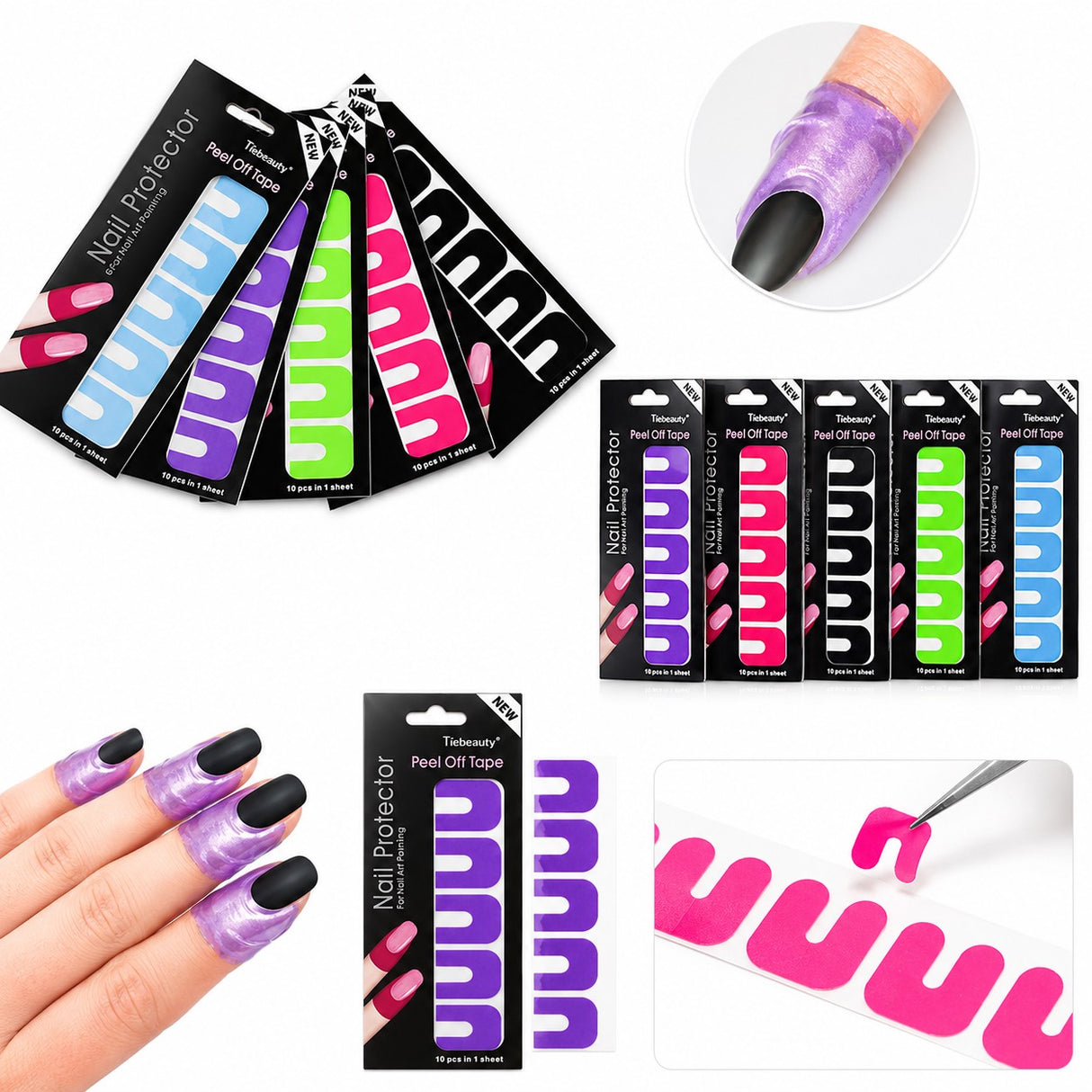 Peel off nageltejp för nail art mot kladd runt nageln, 10 st