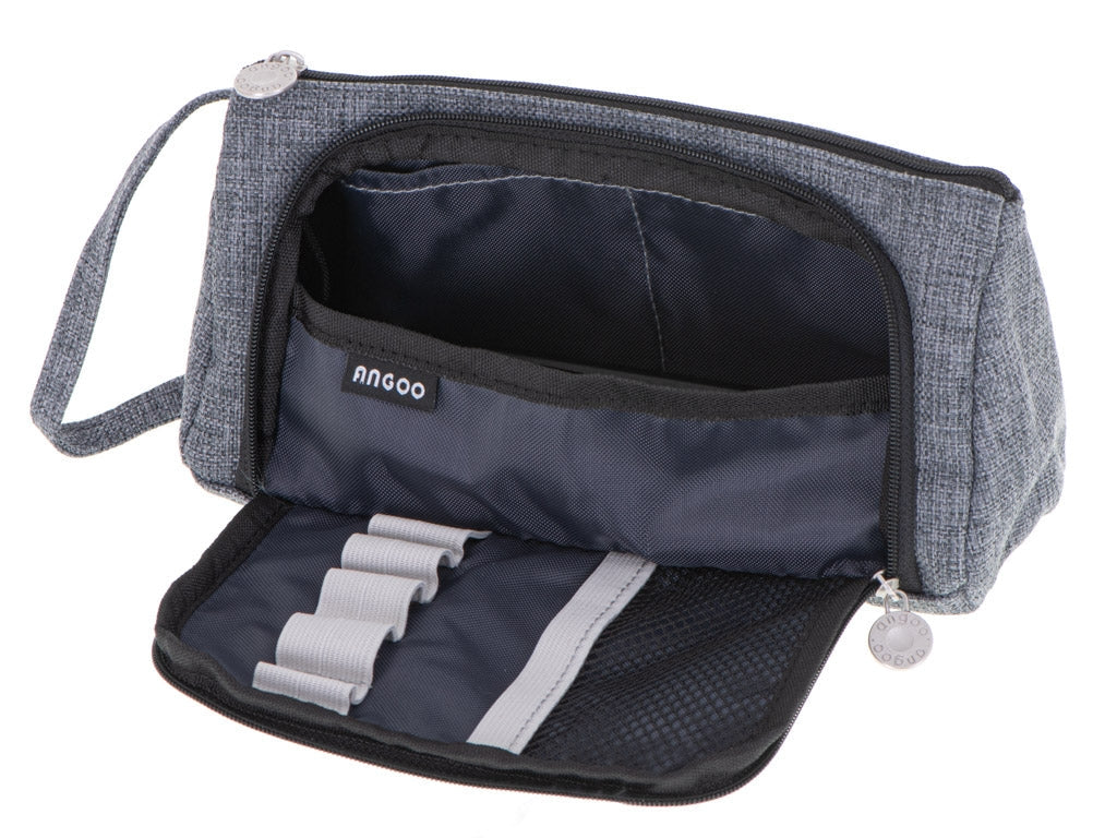 Pennfodral 2 fack med dragkedja 22x7x10 cm, rymligt med innerfickor