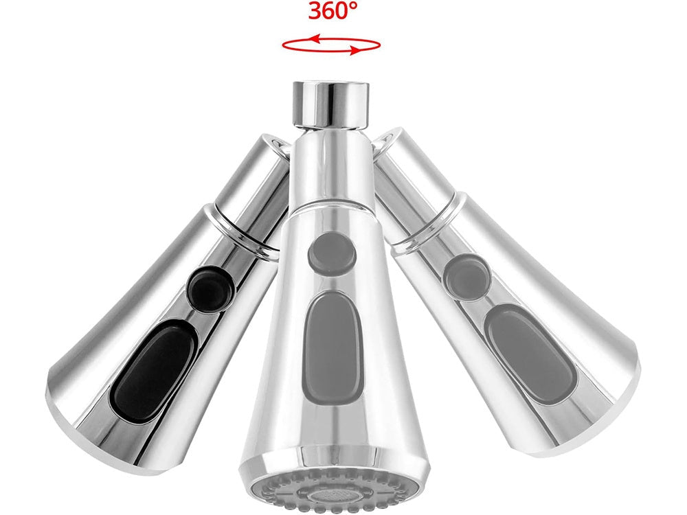 Perlator till kökskran 22 mm 3 spraylägen 360° rotation ABS plast silver
