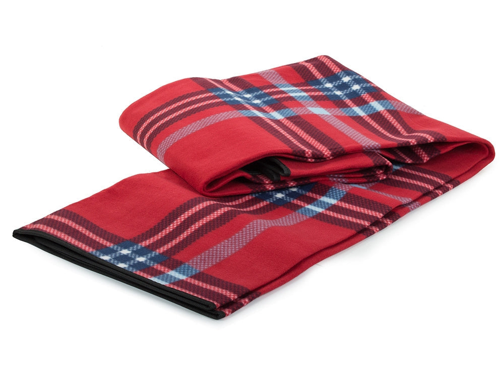 Picknickfilt 150x200 cm fleece med vattentät undersida röd rutig