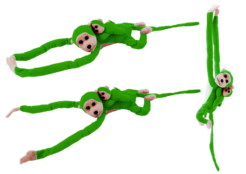 Plyschapa maskot med unge 90 cm med kardborreband, CE EN71 3+