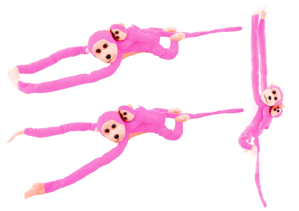 Plyschapa med unge 90 cm mjuk gosedjur med kardborre, från 3 år