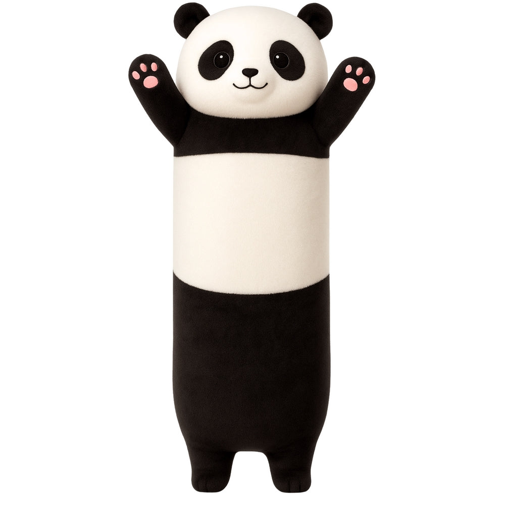 Plysch panda gosedjur 70 cm avlång cylinder svart/vit