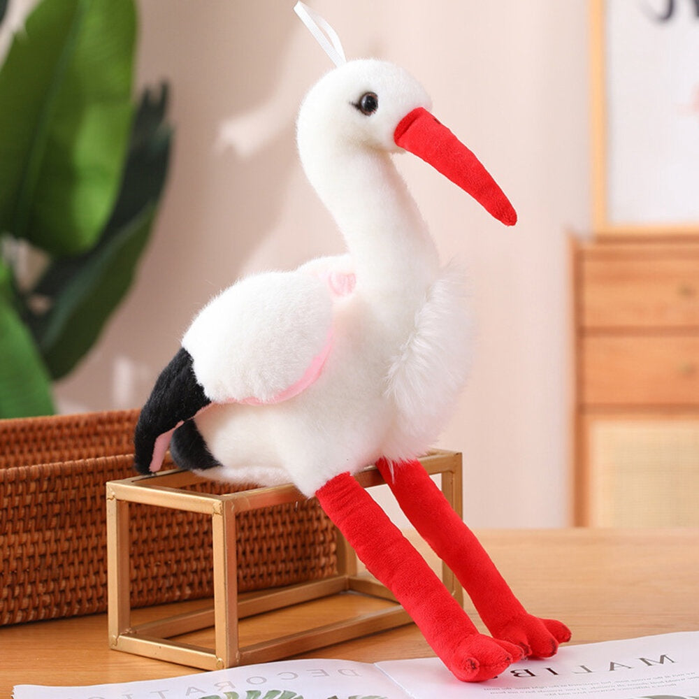 Plyschstork gosedjur 37 cm mjuk kramleksak för barn