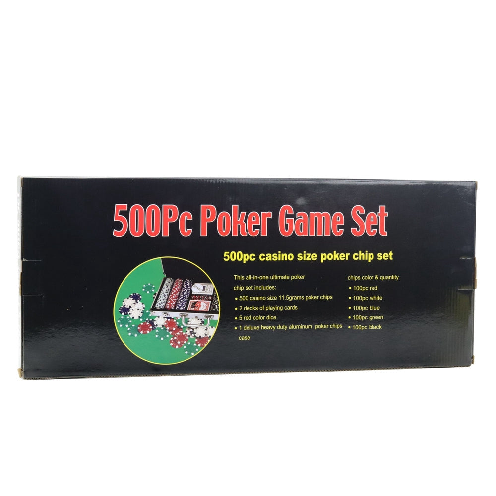 Pokerset 500 delar med 11,5 g pokerchips 40 mm i aluminiumväska