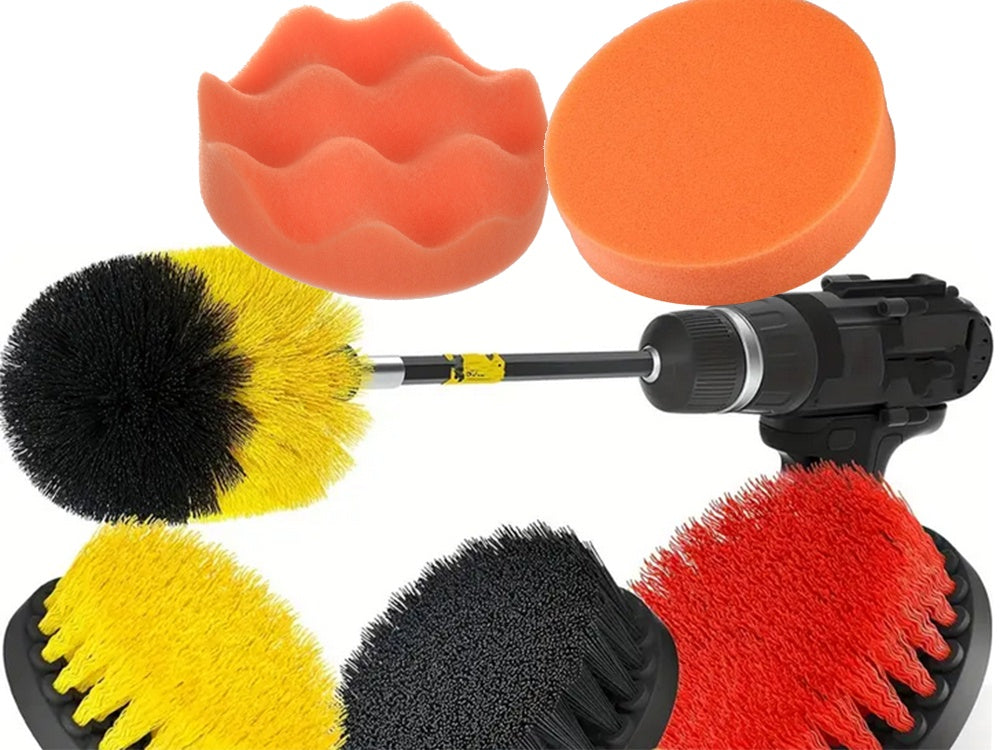 Poleringsset för borrmaskin 23 delar borstar och svampar M10/8 mm