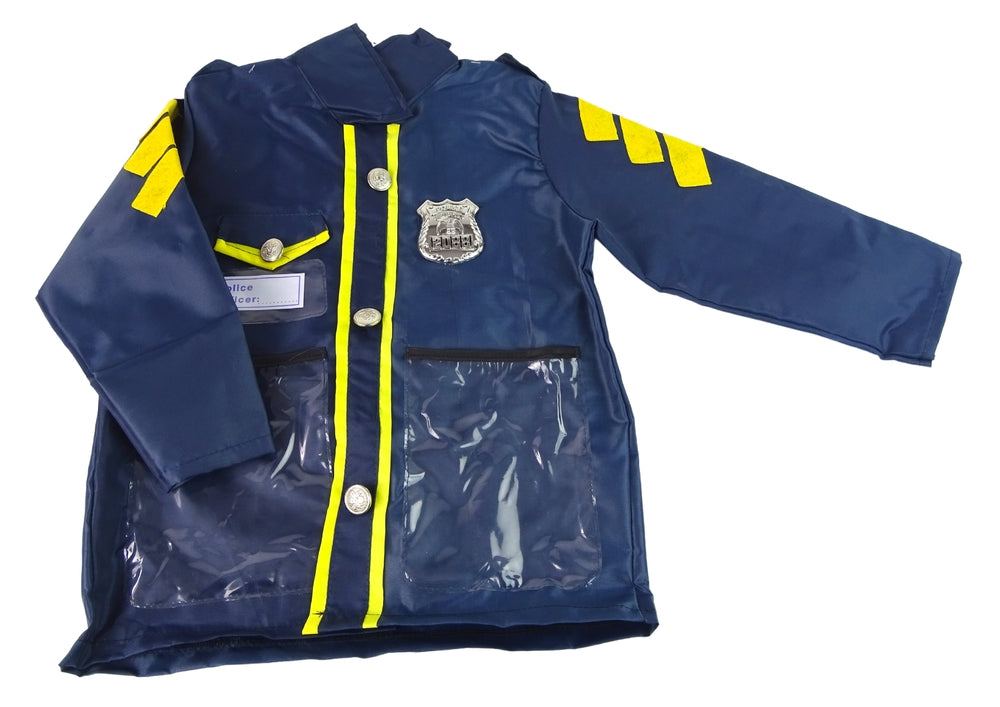 Polisdräkt barn med hatt, badge, handbojor och walkie-talkie