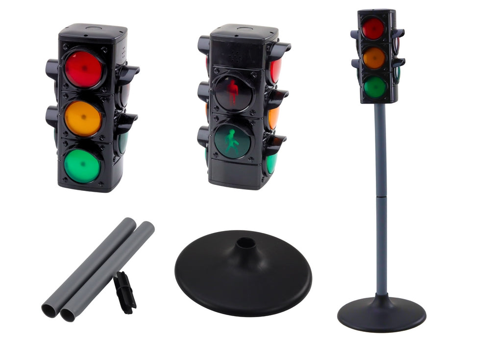 Polisleksaksset med trafikljus, väst, handbojor & walkie-talkie 3+