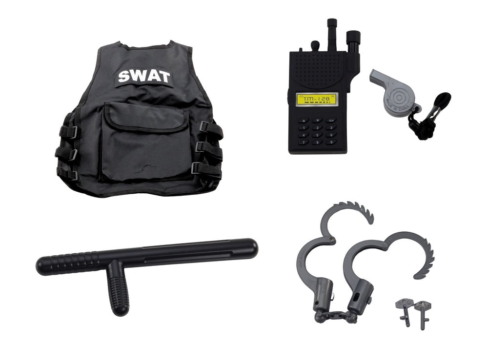 Polisleksaksset med trafikljus, väst, handbojor & walkie-talkie 3+