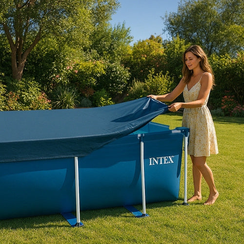 Poolöverdrag rektangulärt 260x160 cm för ram-pool 220x150 cm vinyl