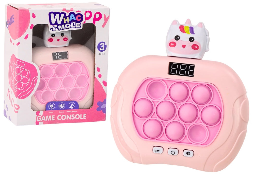 Pop-it reflexspel Unicorn rosa med ljus och ljud, 3+ år