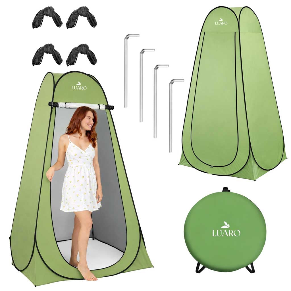 Pop-up duschtält 3-i-1 omklädning/toalett 115x115x190 cm grön