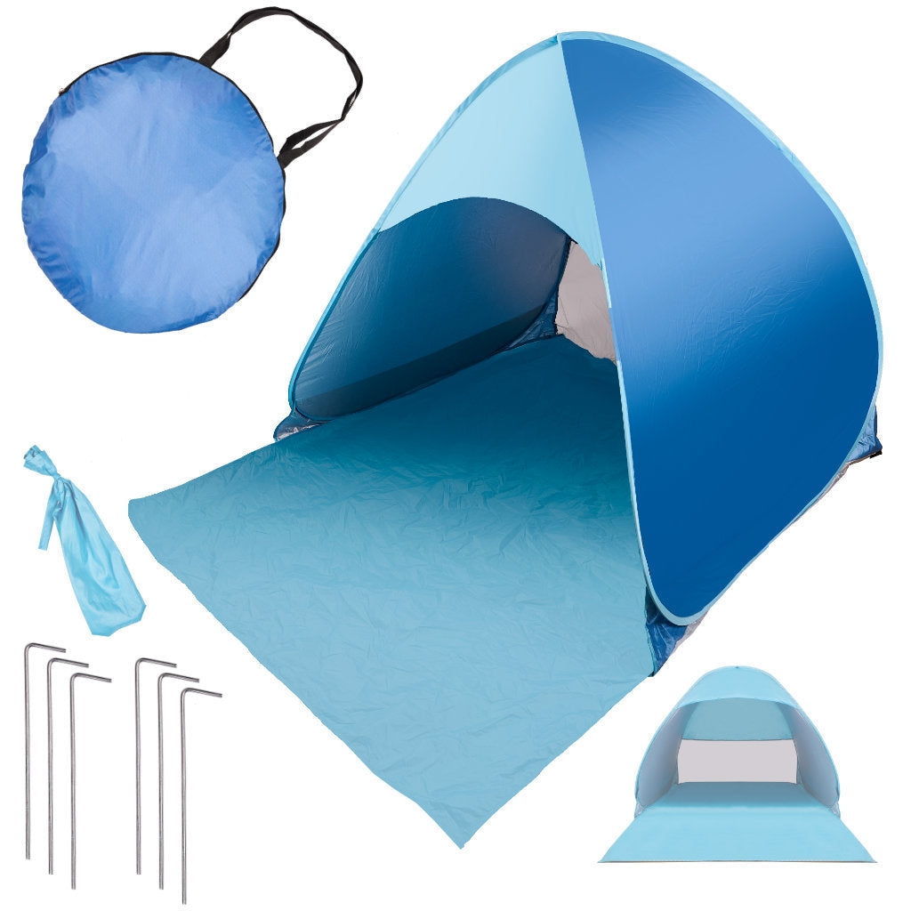 Pop-up strandtält UV-skydd silverbeläggning 140x120 cm med väska