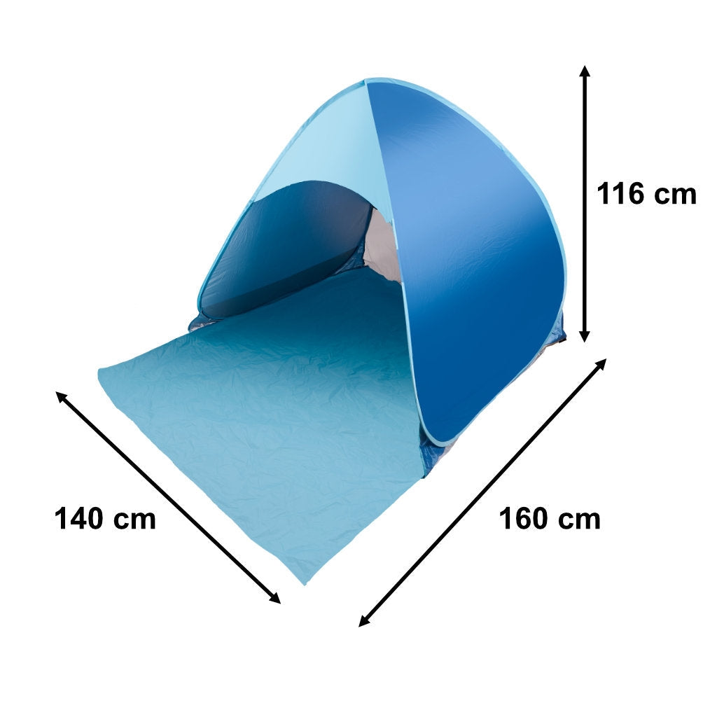 Pop-up strandtält UV-skydd silverbeläggning 140x120 cm med väska