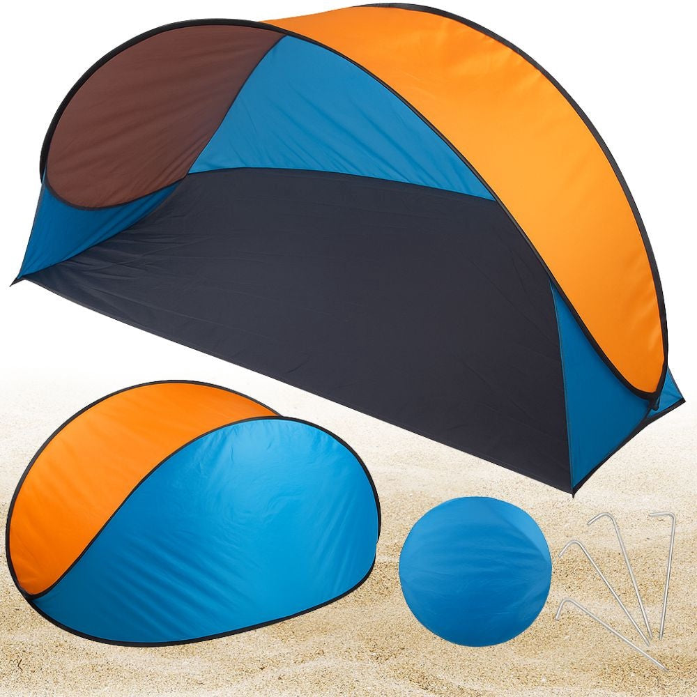 Pop-up strandtält med UV-skydd 190x115x95 cm blå/orange
