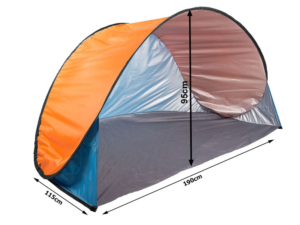 Pop-up strandtält med UV-skydd 190x115x95 cm blå/orange