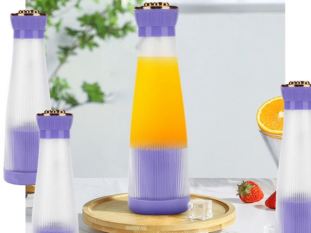 Portabel USB-blender 400 ml uppladdningsbar lila 6 stålblad