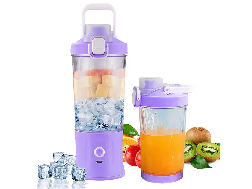 Portabel USB-blender 600 ml uppladdningsbar Type-C 6 blad lila