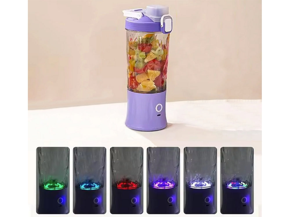 Portabel USB-blender 600 ml uppladdningsbar Type-C 6 blad lila