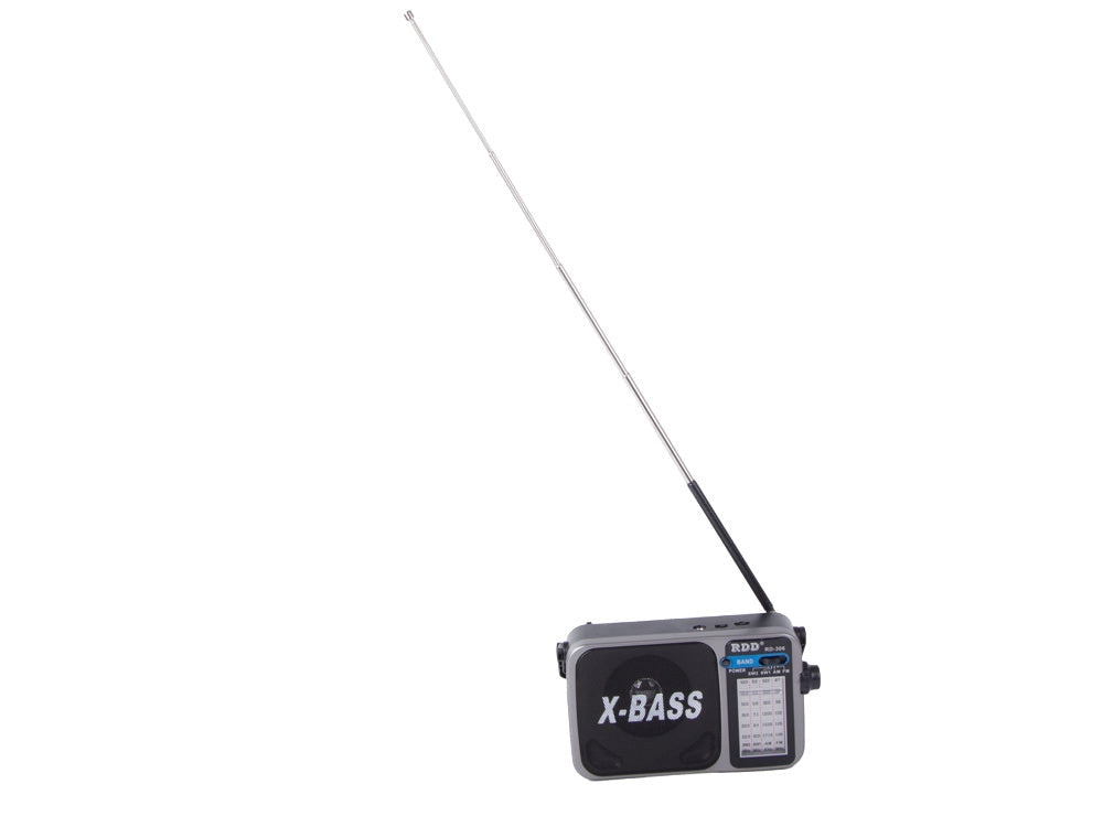 Portabel radio FM/AM/kortvåg med LED-ficklampa USB-C grå 17,5 cm