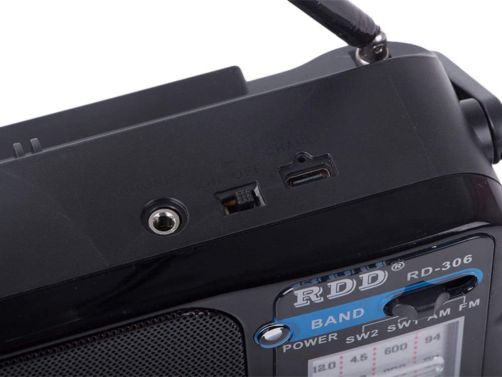Portabel radio FM/AM/kortvåg med LED-ficklampa USB-C svart